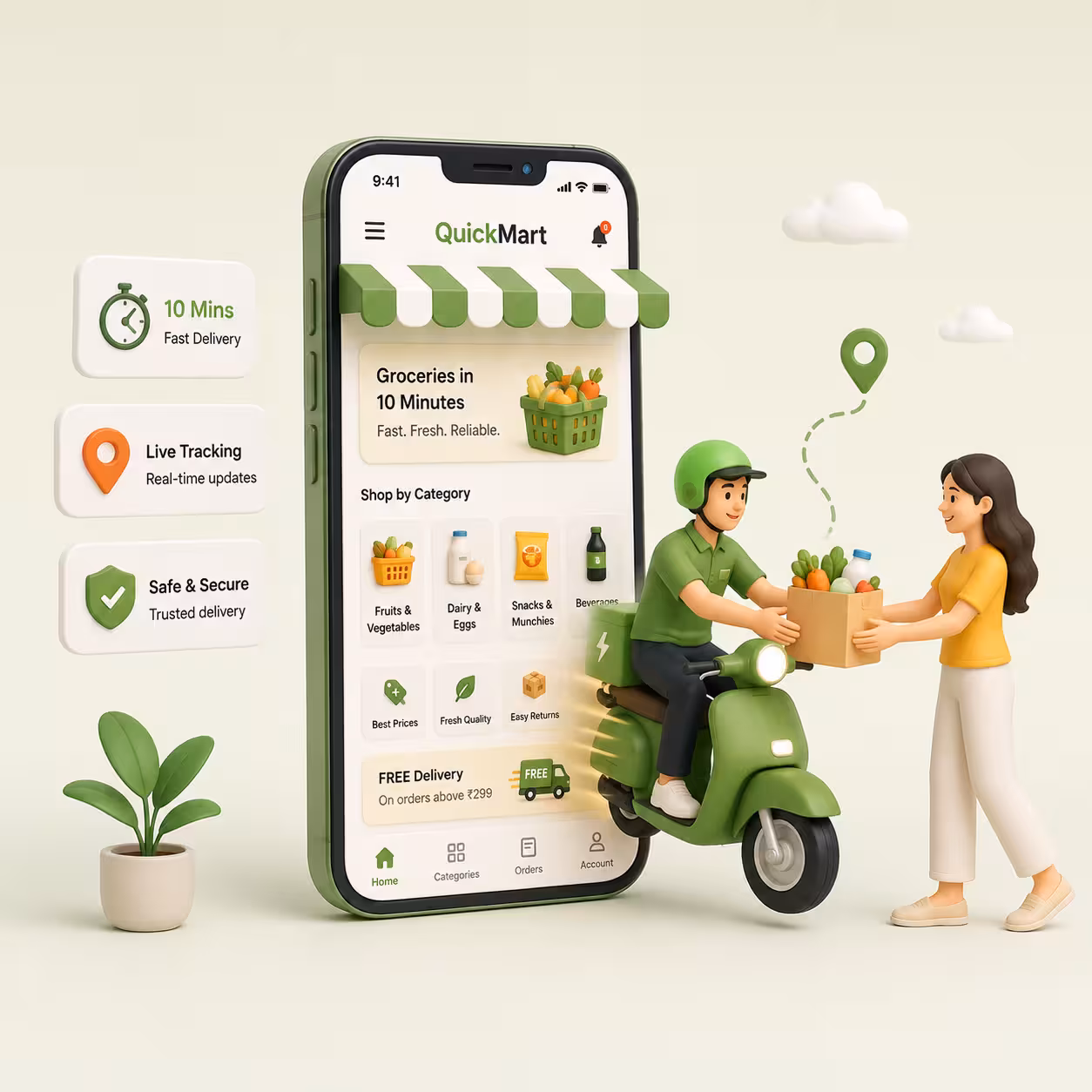 Quick Commerce Apps demo preview for Grocery & Supermarkets